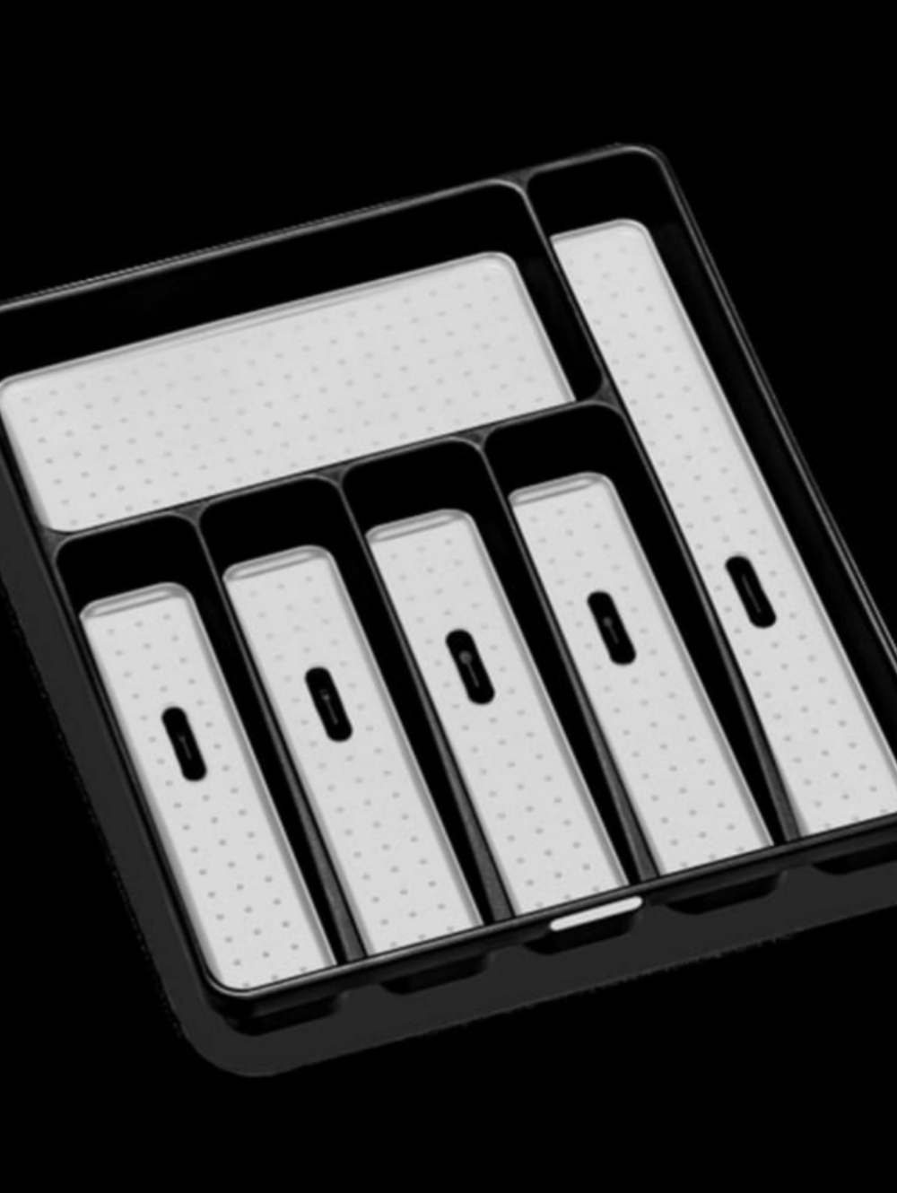 Black and Light Gray Cutlery Drawer Organizer